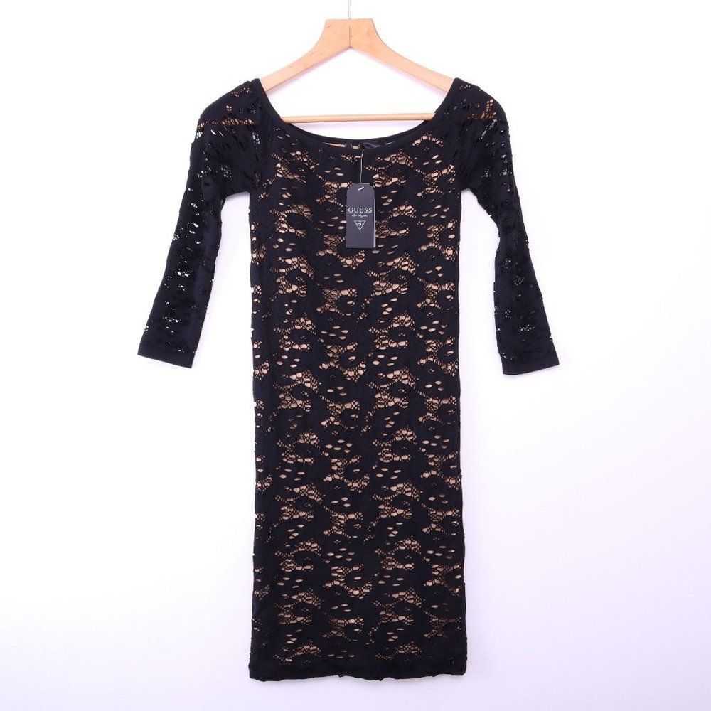 GUESS 3/4 Sleeve Textured Tubular Dress